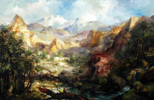 Mountain Landscape 34x46 Huge Original Painting by Eva Makk
