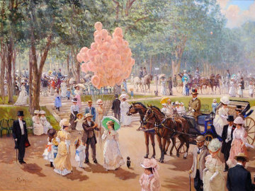 Balloon Seller 1995 50x60 Super Huge Original Painting - Alan Maley Balloon Seller 1995 50x60 Super Huge Original Painting - Alan Maley