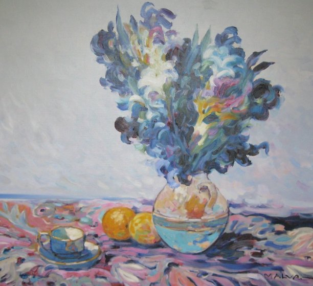 Van Gogh's Flowers 1969 (Early) 41x36 Original Painting by Omar Malva Van Gogh's Flowers 1969 (Early) 41x36 Original Painting by Omar Malva
