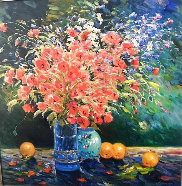 Untitled Crimson Bouquet 36x36 Oil on Canvas Original Painting by Omar Malva Untitled Crimson Bouquet 36x36 Oil on Canvas Original Painting by Omar Malva