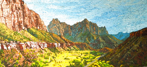 Zion Valley Sunset 2020 22x48 Huge - Utah Original Painting - Joel Mara