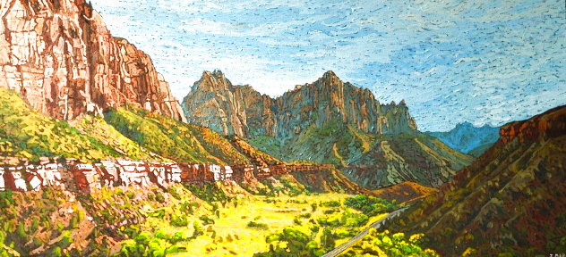 Zion Valley Sunset 2020 22x48 Huge - Utah Original Painting by Joel Mara