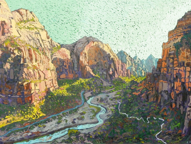 Zion Park Blind Arch From Angels Landing 2020 30x40 Huge Original Painting by Joel Mara