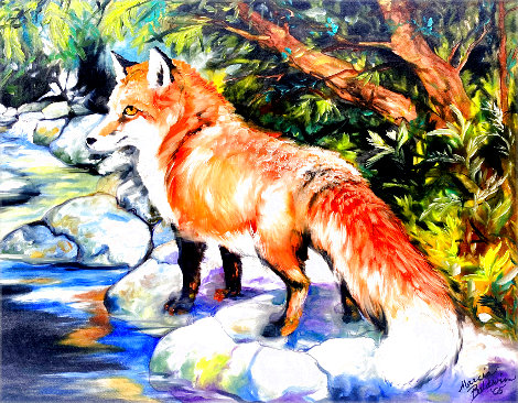 Red Fox 3 2005 16x20 Original Painting - Marcia Baldwin