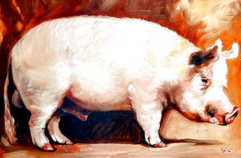Big Pig 2006 24x36 Original Painting - Marcia Baldwin