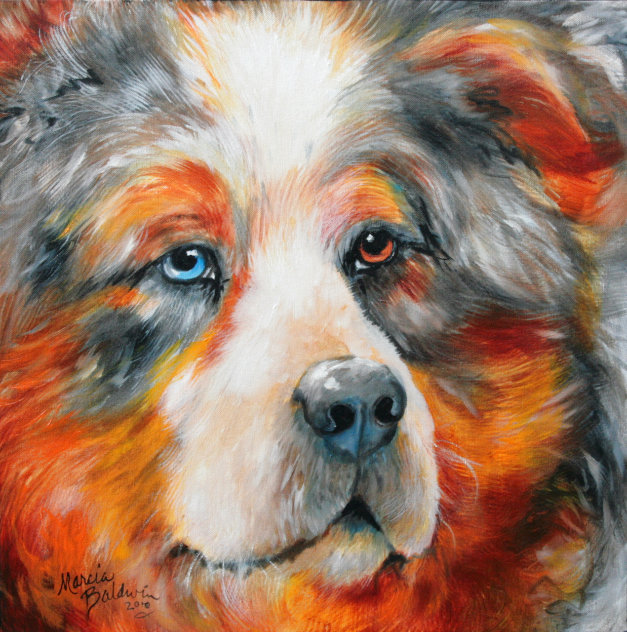 Bear the Catahoula Cur 2010 20x20 Original Painting by Marcia Baldwin