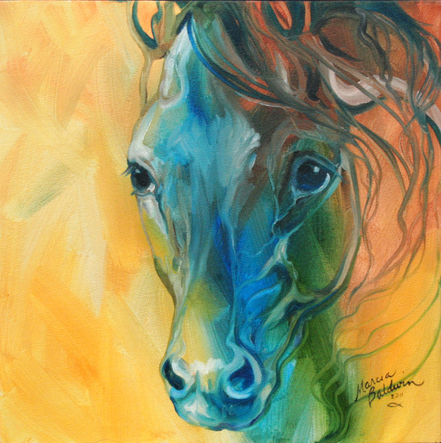 Midnight Sun Equine 2011 18x18 Original Painting by Marcia Baldwin