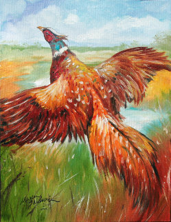 Pheasant Flight 2010 18x14 Original Painting - Marcia Baldwin
