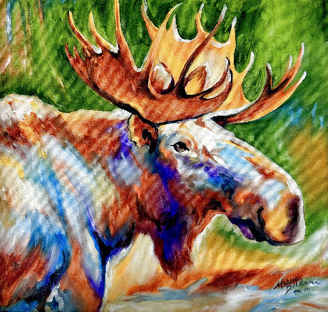 Moose Study 2010 23x23 - Painting Original Painting - Marcia Baldwin