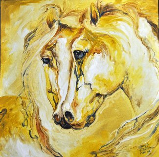 Equine Friends of Gold 2009 24x24 Original Painting - Marcia Baldwin