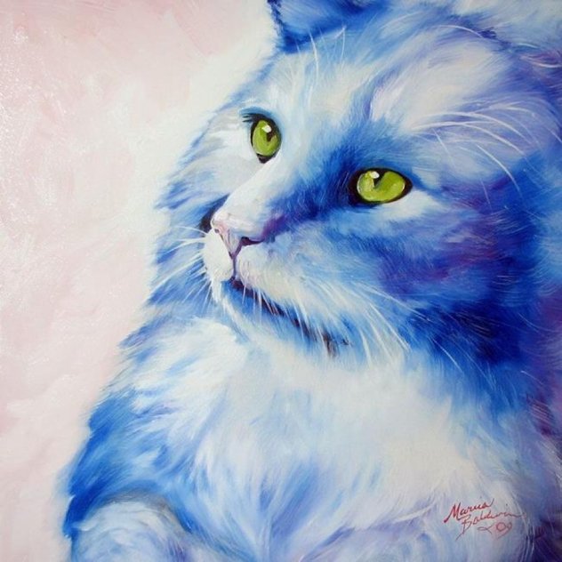 Blue Kitty Dream 2009 Limited Edition Print by Marcia Baldwin