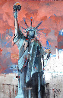 Hard Knox For Lady Liberty 2007 74x50 Huge Mural  Size  - NYC - New York Original Painting - Marcus Antonius Jansen