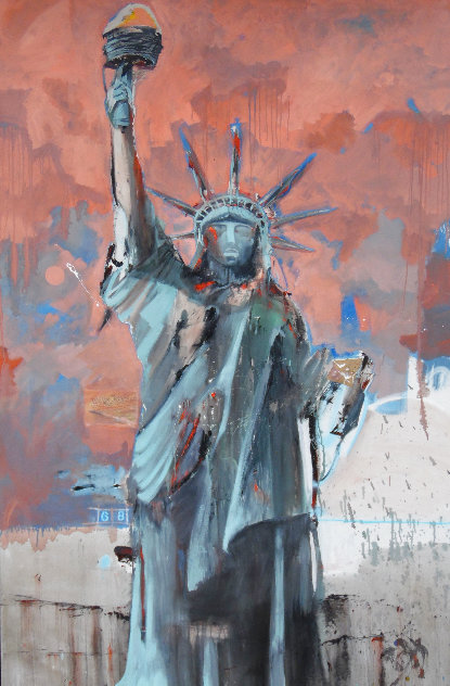 Hard Knox for Lady Liberty 2007 74x50 - Huge Mural Size - NYC - New York Original Painting by Marcus Antonius Jansen