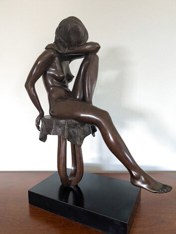 Jodie Bronze Sculpture 1982 - 17 in Sculpture - Isidore Margulies