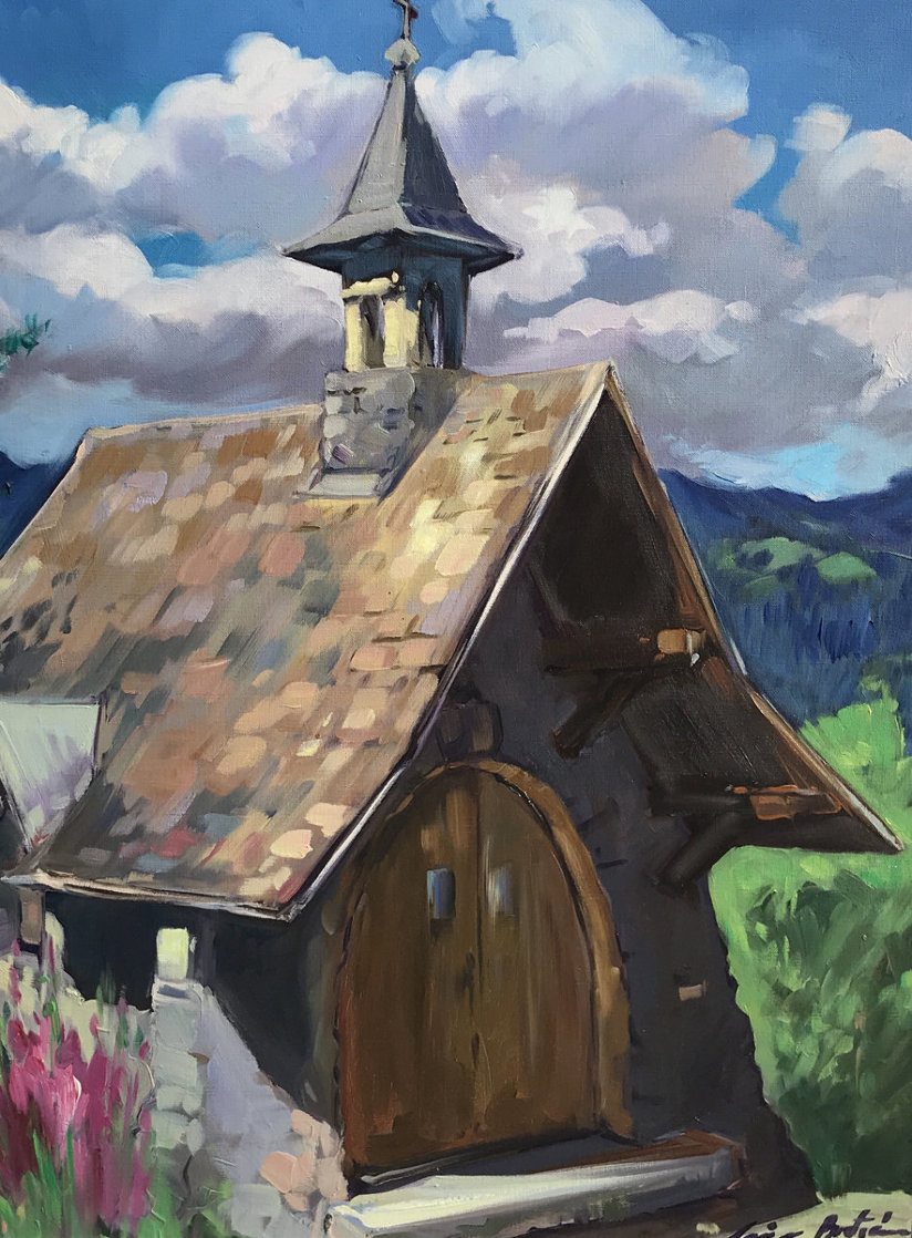 Untitled (Hillside Church) Original Painting by Maria Bertran Untitled (Hillside Church) Original Painting by Maria Bertran