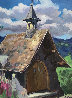 Untitled (Hillside Church) Original Painting by Maria Bertran - 0