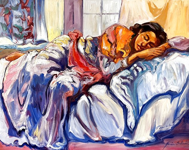 El Sueno de la Criolla 1989 46x57 - Huge Original Painting by Maria Bertran