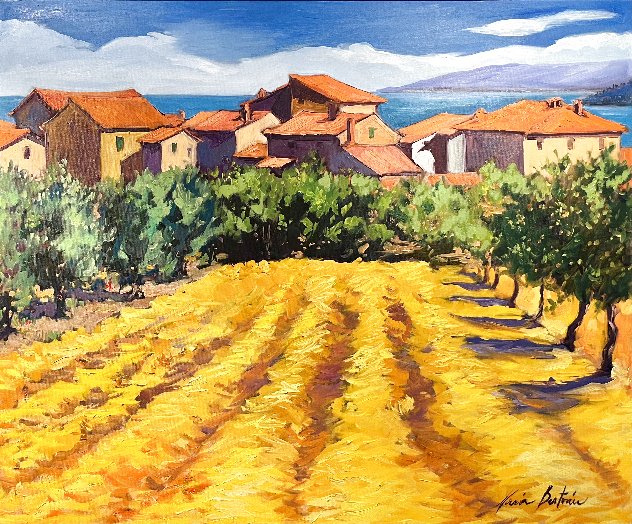Vista de San Arcangelo 1990 Original Oil Painting by the hand of the artist. 36x42 - Huge Original Painting by Maria Bertran