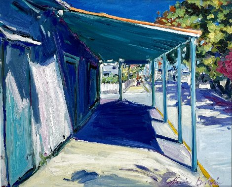 Shadow of Old Awning 1990 30x35 - Key West, Florida By the hand of the artist. Original Painting - Maria Bertran
