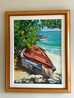 Lone Boat on the Beach 2005 48x39 - Framed Oil on Panel - Huge Original Painting by Maria Bertran - 1 Lone Boat on the Beach 2005 48x39 - Framed Oil on Panel - Huge Original Painting by Maria Bertran - 1