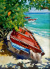 Lone Boat on the Beach 2005 48x39 - Huge Original Painting by Maria Bertran - 0