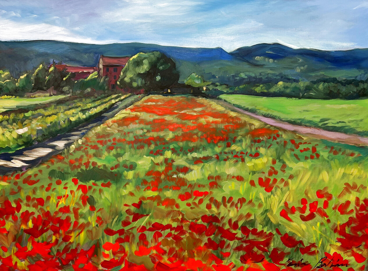 Field of Poppies 1980 Framed Oil on Canvas 29x34 by Maria Bertran - For ...