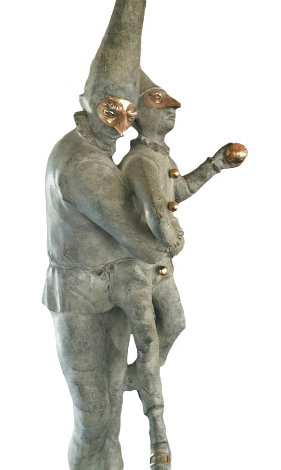 Pulcinella Bronze Sculpture Unique 1998 40 in - Huge Sculpture - Harry Marinsky