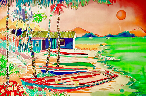 Shoreside at Sunset 1990 Framed Limited Edition Serigraph 39x49 by
