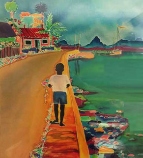 Little Boy With Neon Fish Limited Edition Print - Jennifer Markes Little Boy With Neon Fish Limited Edition Print - Jennifer Markes