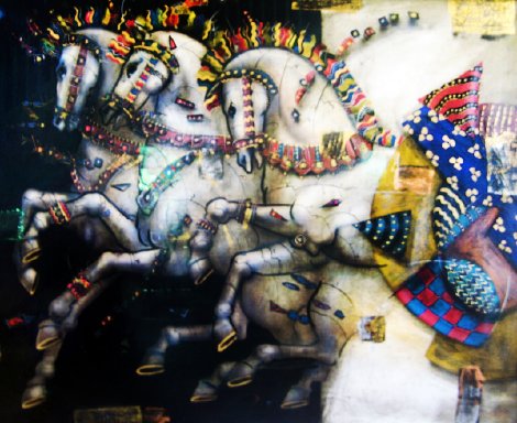 Untitled Painting (Horses) 1999 46x36 Huge Works on Paper (not prints) - Csaba Markus