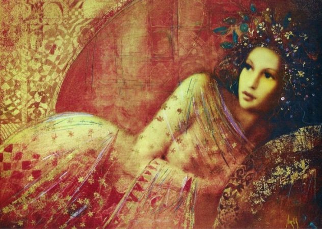 Waiting 2005 Embellished on Panel Limited Edition Print by Csaba Markus