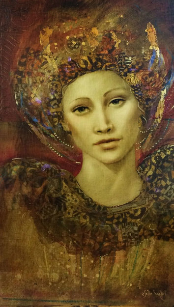 Genevieve Original 1999 32x20 Original Painting - Csaba Markus