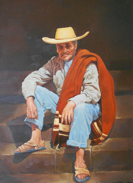 Old Man From Ameca 1969 30x24 Original Painting by Esperanza Martinez