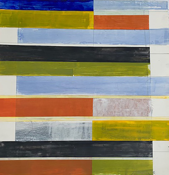 Composition in Blue, Orange, Green And Black 2013 22x22 by 