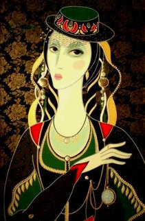 Royal Pose Green PP Embellished Limited Edition Print - Martin Martiros Royal Pose Green PP Embellished Limited Edition Print - Martin Martiros