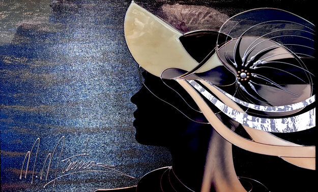 Elegant Profile 2007 Framed Mixed Media 29x20 by Martiros Martin