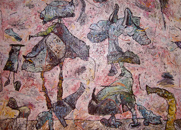 Lunch At the Jaguar Cafe 1988 50x66 Super Huge Original Painting - Alden Mason Lunch At the Jaguar Cafe 1988 50x66 Super Huge Original Painting - Alden Mason