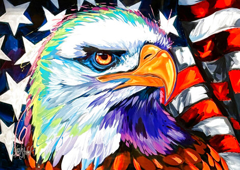 Eagle-Fierce Patriot 2024 - Embellished Dye Sublimation on Aluminum Limited Edition Print - Christian Masot