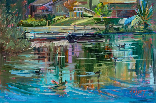 On the Water, Plein Air 2018 20x30 Original Painting by Marie Massey