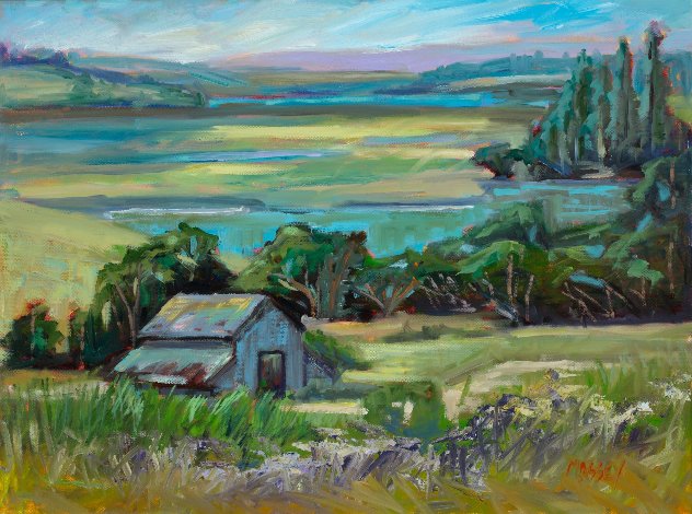 Coastal Barn, Plein Air 2018 18x24 Original Painting by Marie Massey