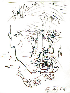 Self Portrait Drawing 1964 21x18 Works on Paper (not prints) - Andre Masson Self Portrait Drawing 1964 21x18 Works on Paper (not prints) - Andre Masson