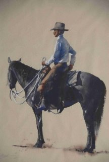 Ready to Ride Watercolor 15x20 Watercolor - William Mathews Ready to Ride Watercolor 15x20 Watercolor - William Mathews