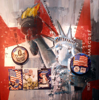 Let Freedom Ring (America Series) 50x50 Huge Original Painting - Sid Maurer Let Freedom Ring (America Series) 50x50 Huge Original Painting - Sid Maurer