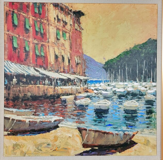 Day in Portofino 2006 - Framed Embellished Giclee on Canvas Limited Edition Print by Marko Mavrovich