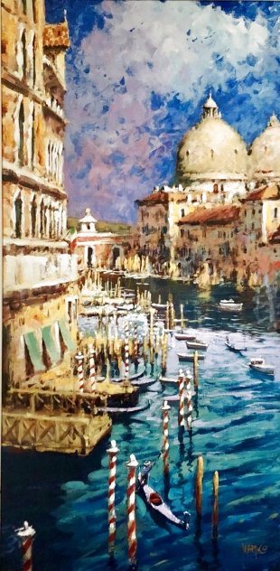 Morning on the Canal 2005 Embellished - Huge - Venice, Italy Limited Edition Print by Marko Mavrovich