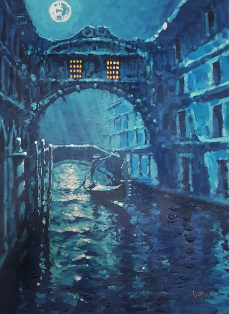 Blue Moon Over Venice Embellished AP 2006 - Italy Limited Edition Print by Marko Mavrovich