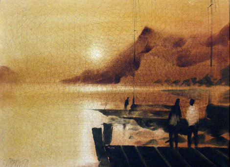 Untitled Seascape 30x38 Original Painting - Paul Maxwell