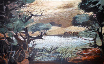 Untitled Landscape Painting 1958 28x47 Super Huge Original Painting - Paul Maxwell Untitled Landscape Painting 1958 28x47 Super Huge Original Painting - Paul Maxwell