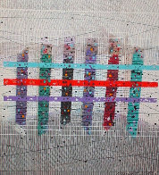 Fence/red Bar/red Raddle 1993 40x25 Original Painting by Paul Maxwell - 0 Fence/red Bar/red Raddle 1993 40x25 Original Painting by Paul Maxwell - 0