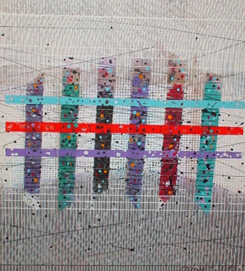 Fence/red Bar/red Raddle 1993 40x25 Original Painting by Paul Maxwell Fence/red Bar/red Raddle 1993 40x25 Original Painting by Paul Maxwell